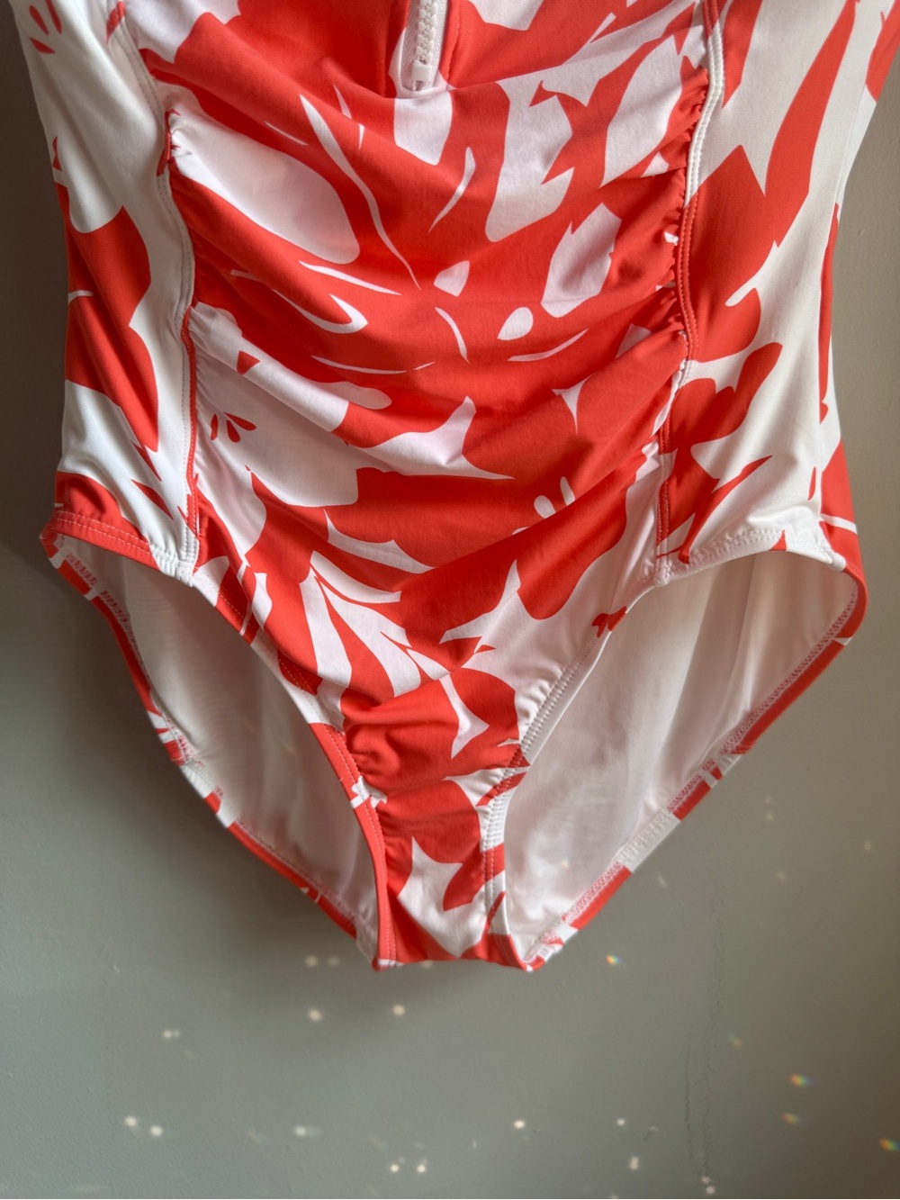 Tropical Anne Cole Coral Swimsuit Zip Front Ruffle Sleeves Size 6 - Never Worn - Picture 5 of 9